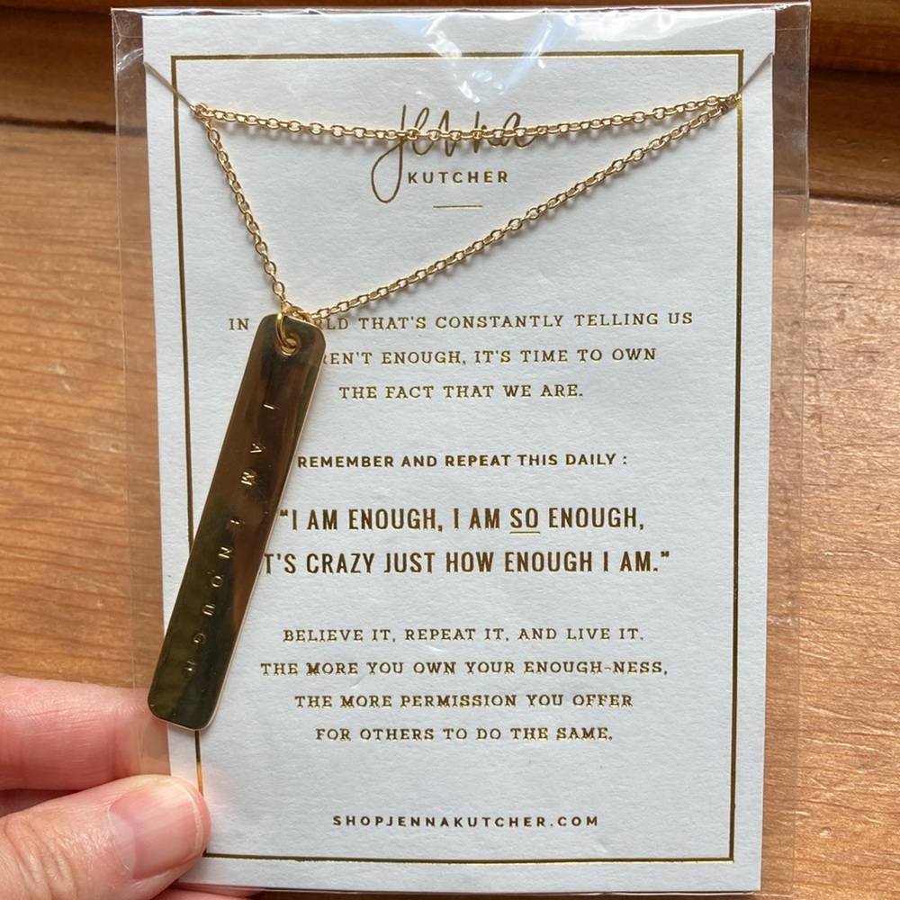 I Am Enough Gold Bar Necklace
